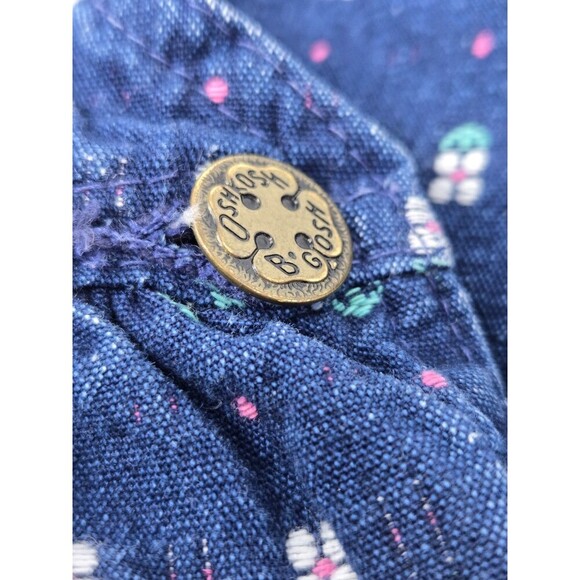 VINTAGE OSHKOSH B'GOSH COTTON DENIM BID OVERALLS 1980S DAISY FLORAL BABY 12 MONS - Picture 13 of 15